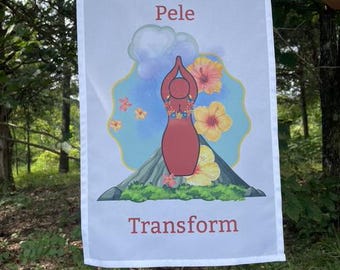 Pele Blessing Flag (goddess banner, priestess, pagan, altar cloth, shrine)