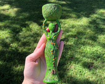 Gaia Goddess Candle Holder or Offering Bowl (Gaea, Earth Goddess, Mother Earth, Earth Mother, tea light)