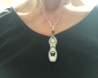 Cauldron Keeper Story Goddess Pendant, enameled goddess necklace (Brigid’s Grove, enamel, Cailleach, Cerridwen)