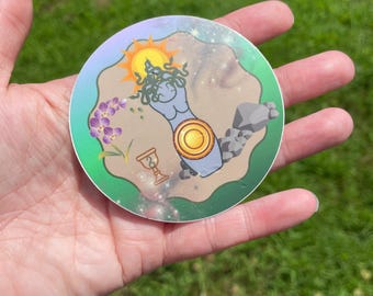 Medusa Story Goddess Sticker round (statue, figurine, power, rage, renewal, snake goddess, Pythia), #45