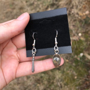 Boudicca Sword and Shield Earrings - silver tone (sword, shield, warrior goddess, sacred adornment, connection, goddess, spirit, deity)