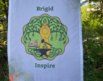 Brigid Goddess Inspire Blessing Prayer Flag (goddess banner, priestess, pagan, altar cloth, shrine)
