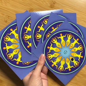 Cadeauset voor levenswiel voor vrouwen: set van 5 bijpassende devotionele gebedskaarten voor de godin (mandala, levenswiel, vrouwencirkel)