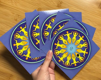 Women’s Wheel of Life Blessing Card Gift Set: Set of 5 Matching Goddess Devotional Prayer Cards (mandala, wheel of life, women’s circle)