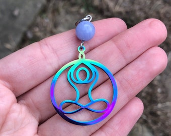 Meditation and Yoga Pendant/Charm- multicolor (meditate, yoga, mother blessing, women's circle, ancient goddess, blessingway, moontime)