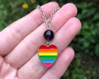 Rainbow Heart Charm - Story Goddess Belt - LGBTQ+ Pride (june, pride month, LGBT, LGBTQIA, goddess, figurine, statue)