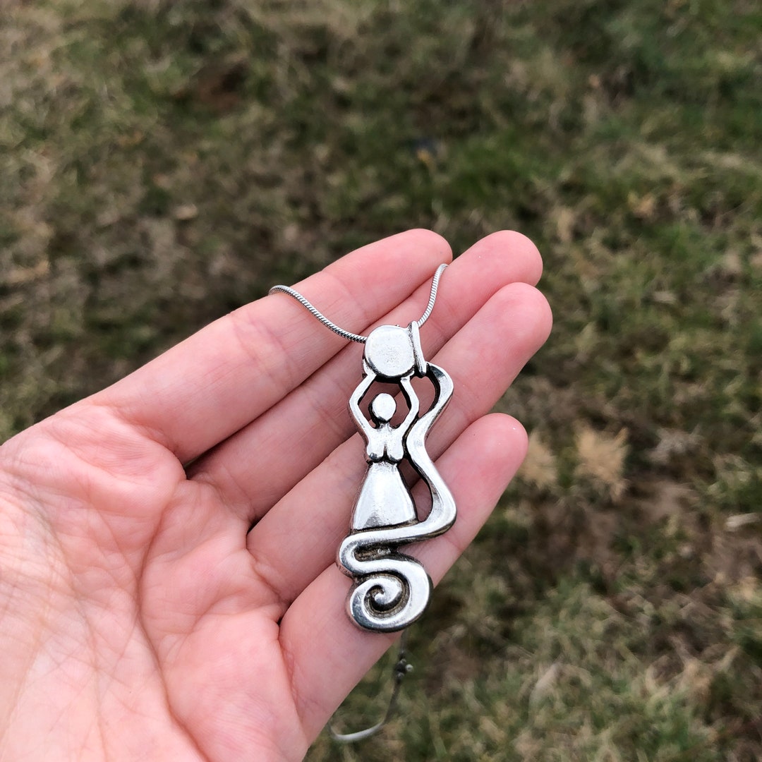Water Elemental Goddess Pewter Pendant Four Elements priestess, Wiccan
