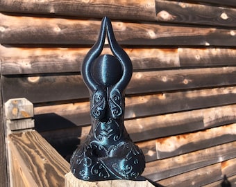 NEW GIANT Devi Mediation Goddess Statue - Blue-Green/Black Shimmer (giant goddess, altar, full size, crow goddess figurine, connection)