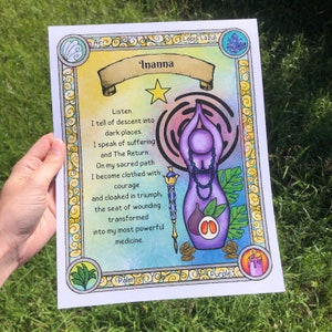 Inanna Altar Print (Story Göttin Orakel, Gebetskarte, Altarkarte, Göttin)