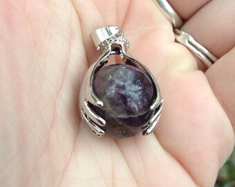 Amethyst Healing Hands Pendant (reiki, massage therapy, doula, healer)