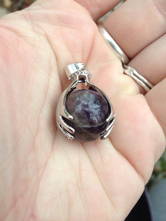 Amethyst Healing Hands Pendant (reiki, massage therapy, doula, healer)
