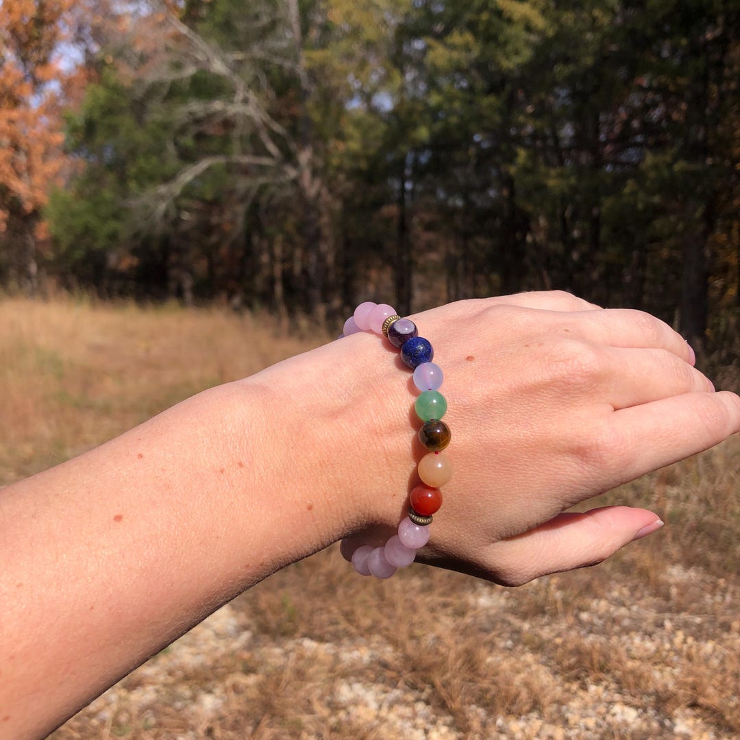 Chakra Bracelet - Rose Quartz (gemstone Bracelet, Beaded, Priestess ...