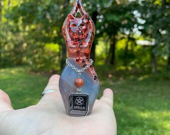 OOAK #466 Spellbook Bast Goddess Statue (figurine, sculpture)