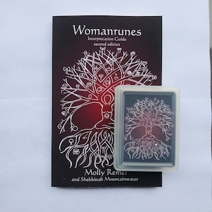 Womanrunes 解釈ガイド、本とカード セット (占い、オラクル カード、赤いテント、ルーン)