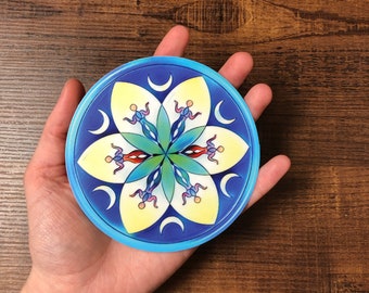 Larger Size (4x4): Dream Blossoms Mandala Goddess Sticker (spring equinox, vernal equinox)