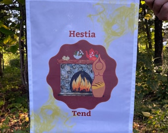 Hestia Goddess Tend Blessing Prayer Flag (goddess banner, priestess, pagan, altar cloth, shrine)