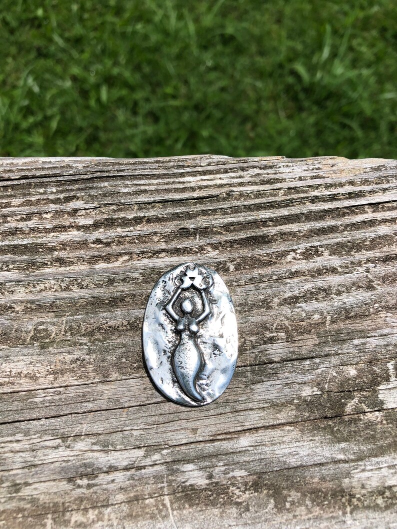 Dream Goddess Pewter Charm, charms of Avalon priestess, wiccan, pagan, ceremony, goddess image 1