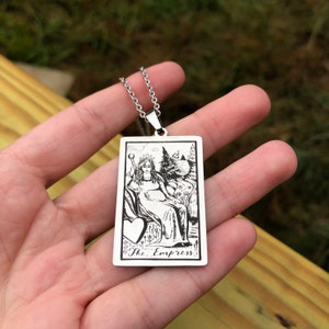 Tarot Pendant, The Empress, Stainless Steel (priestess, wiccan, pagan, ceremony, goddess, necklace, charm, tarot)