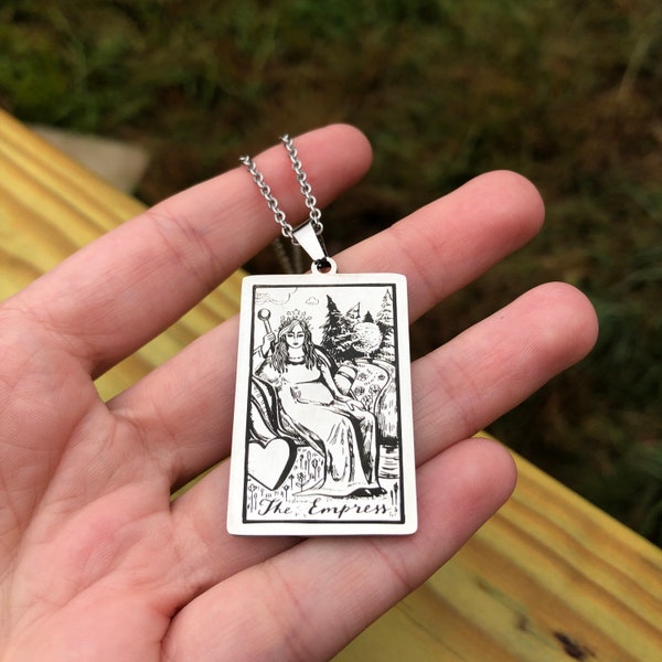 Tarot Pendant - The Empress - Stainless Steel (priestess, wiccan, pagan, ceremony, goddess, necklace, charm, tarot)