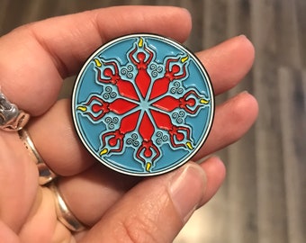 Brigid Mandala Pin (sacred flame, enamel, goddess pin, story goddess, goddess grid, flair)