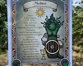 Medusa Altar Print (Story Goddess Oracle, prayer card, altar card, goddess)
