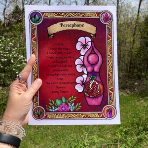 Persephone Altar Print (Story Göttin Orakel, Frühling, Gebetskarte, Altarbild, Göttin)