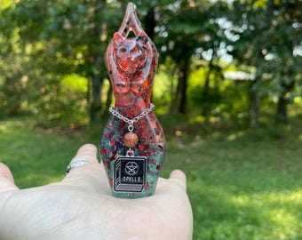 OOAK #465 Spellbook Bast Goddess Statue (figurine, sculpture)