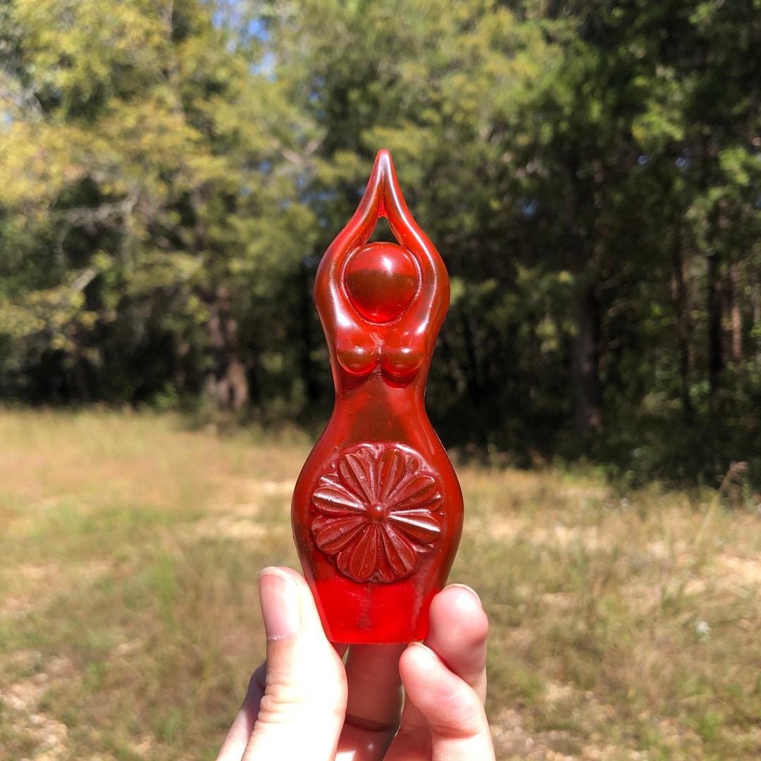Experimental Color Bloom Goddess Statue, Rich Translucent Red (brigid's ...