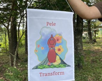 Pele Blessing Flag (goddess banner, priestess, pagan, altar cloth, shrine)