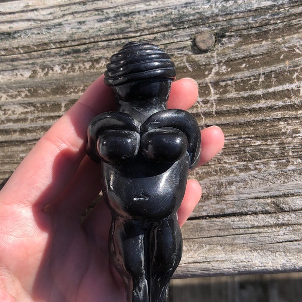 DIVINE IMPERFECTION: Goddess of Willendorf Sculpture - Black (Brigid's Grove, statue, figurine, ritual, fertility, ancient goddess, Venus)