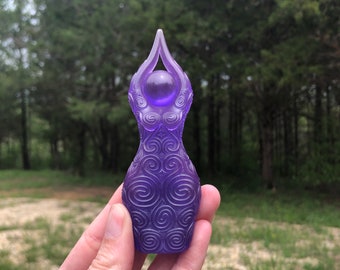 Experimental Color Newgrange Goddess Statue, Semi-Transparent Purple (Brigid's Grove, goddess)