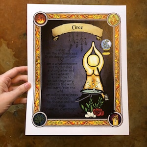 Circe-altaarafdruk (verhaalgodin orakel, gebedskaart, altaarkaart, godin)