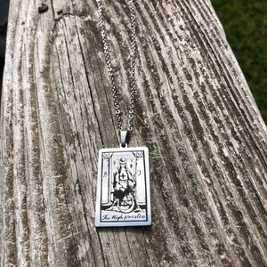 Tarot Pendant The High Priestess Stainless Steel priestess, wiccan, pagan, ceremony, goddess, necklace, charm, tarot image 2