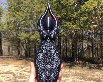 NEW GIANT Newgrange Goddess Statue - Black-Magenta Color Gradient - Black Front (giant goddess, altar, full size, figurine, divine)