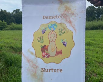 Demeter Goddess Nurture Blessing Prayer Flag (goddess banner, priestess, pagan, altar cloth, shrine)