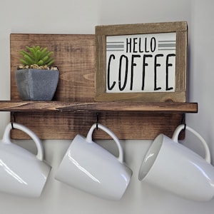 Coffee Cup Rack/  Coffee Bar Shelf