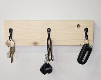 Wooden Key Holder with Hooks, Entryway Organizer