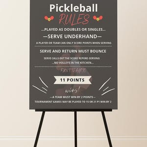 Pickleball Rules Poster, Pickleball Game Sign, Court Wall Art, Pickleball Printable Decor, Sports Gift, Instant Download