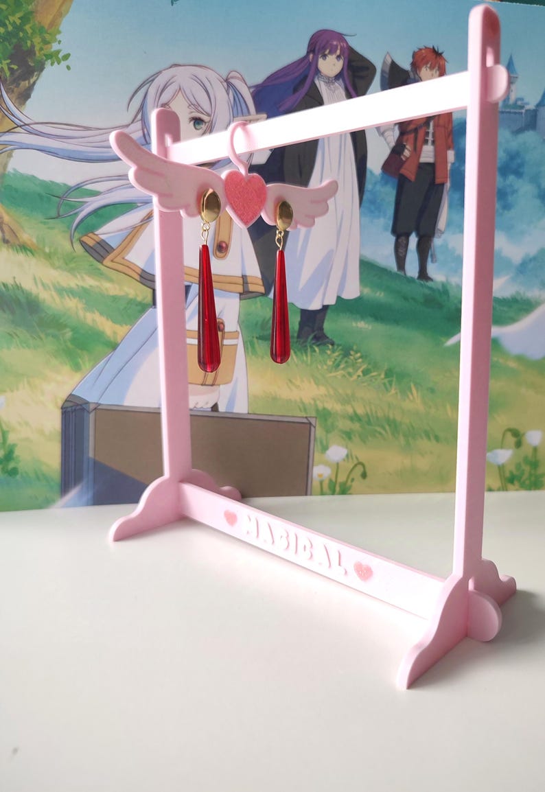 Pendientes inspirados en anime Frieren: joyas de cosplay rojas de gota larga imagen 8
