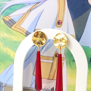 Inspired Anime Frieren Earrings: Red long drop cosplay jewelry