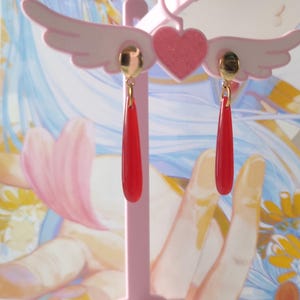 Pendientes inspirados en anime Frieren: joyas de cosplay rojas de gota larga imagen 10