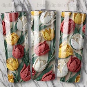 Tulip Tumbler Wrap, 20oz Skinny Tulip Tumbler PNG, Spring Floral Sublimation Designs, Flower Tumbler Wrap, Digital Download