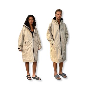 Bata impermeable para cambiarse, bata de baño con forro polar Sherpa para nadar en aguas bravas, parka de surf a prueba de viento y abrigo de inmersión para agua fría.