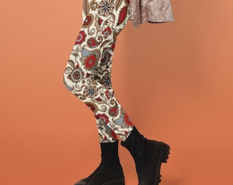 Boho Leggings, Paisley-Print Leggings, Bequeme Weiche Yoga Hose, Boho Chic Bekleidung, Boho Pflanzen Strumpfhosen für Frauen, Festival Leggings