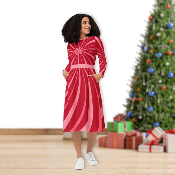 white christmas dresses Christmas Queen Checkered Plaid Midi Dress XL main image 1