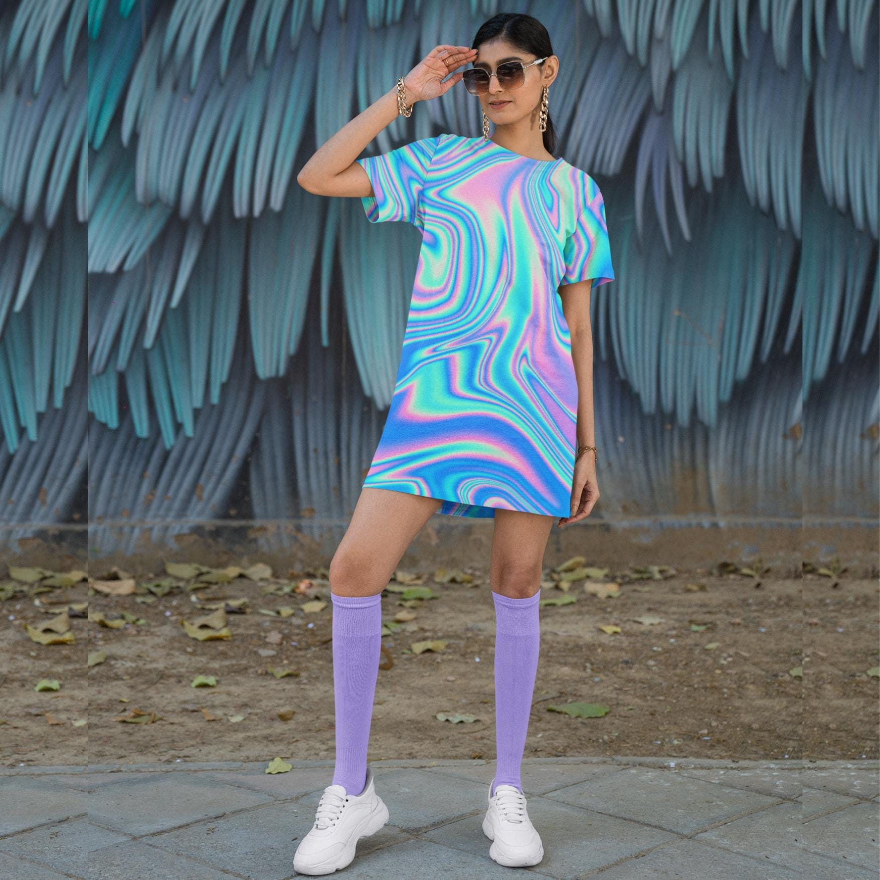 slim fit dress slacks T-Shirt Dress, Space Rat M / Blue main image 1