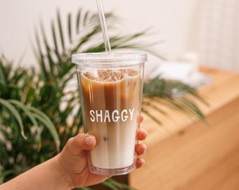 CUSTOM Iced Coffee Latte Acrylic Tumbler, 16oz Clear Cold Cup, Plastic Boho Tumbler, Feminist Tumbler, Cold Drink Lid & Straw, Cold Cup