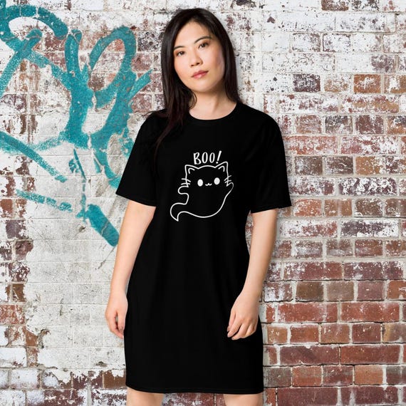 Oversized Black Cat Ghost T-shirt Dress: Spooky Halloween Rave, Women's Night Shirt - Etsy Israel Oversized Black Cat Ghost T-shirt Dress: Spooky Halloween Rave, Women's Night Shirt - Etsy Israel