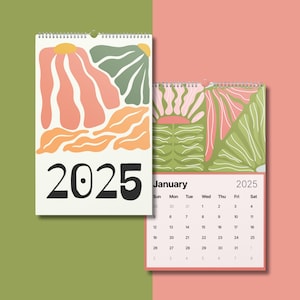 2025 Modern Flowers Calendar, 11x17 Wall Calendar, Botanical Art, Style Print, Graphic Design, Illustrated Art, Desk Office