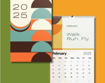2025 Modern Art Calendar: Inspirational Quotes, Abstract Design (11x17)